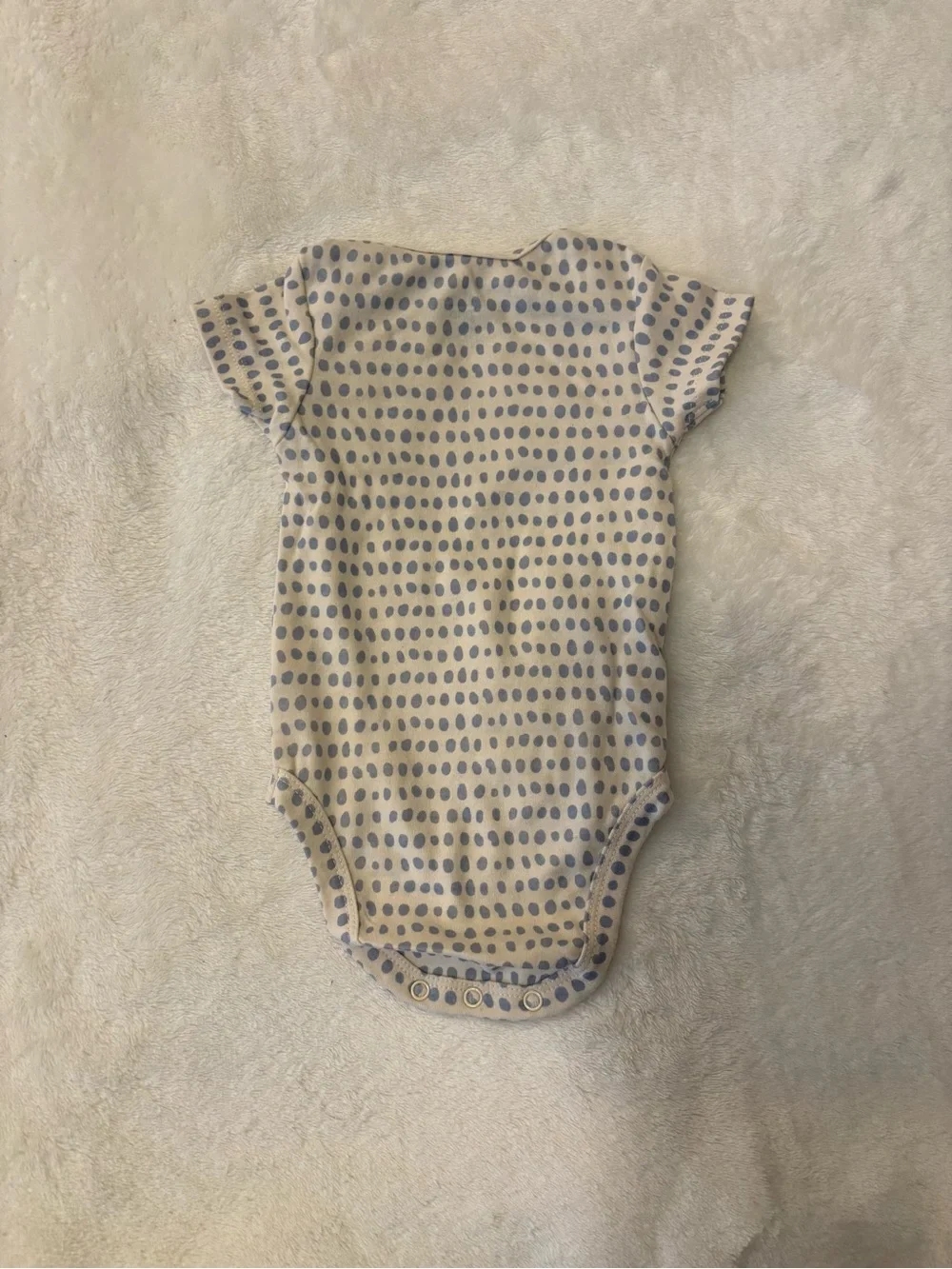 Chick Pea 3-6M - Cream and Light Blue Polka Dot Baby One-Piece